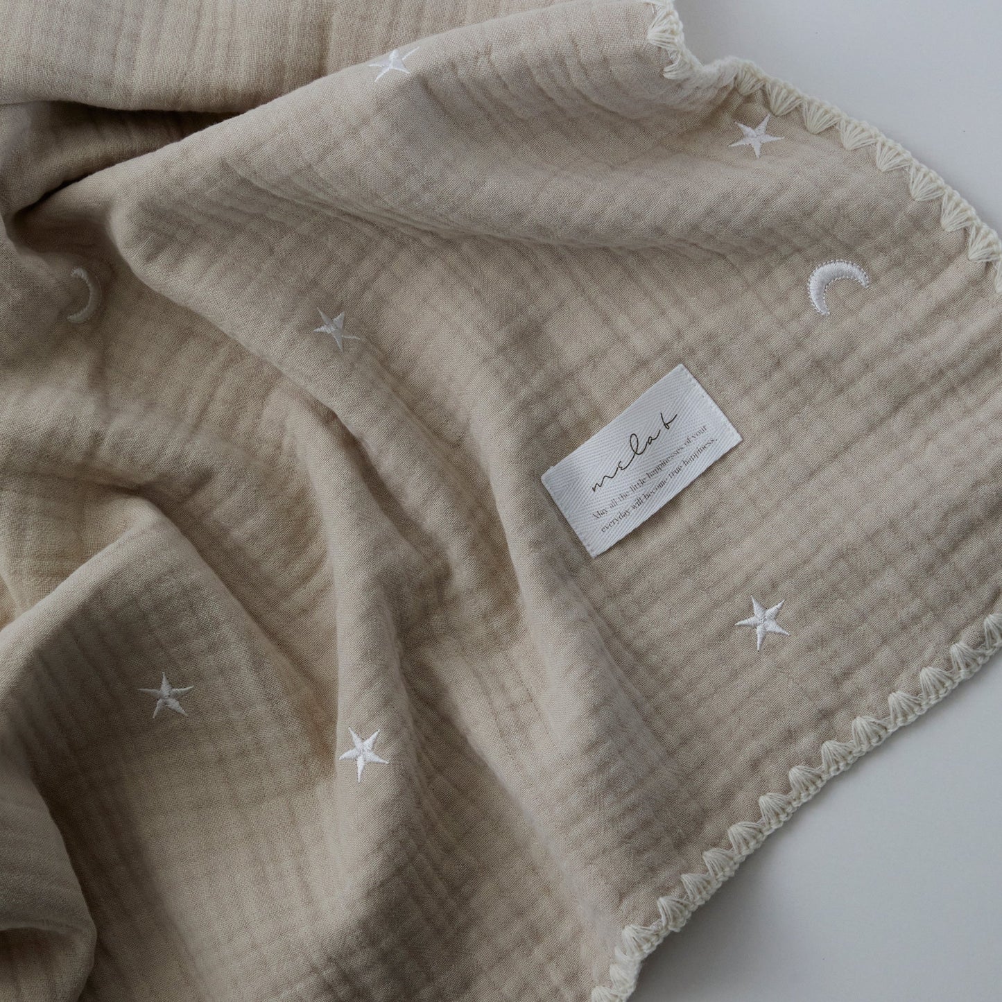 6 Layer Gauze Blanket Embroide Star & Moon